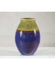 Artisan Purple and Olive Green Glazed Ceramic Ovoid Vase with Drip Detail-3. Asian & Chinese Furniture, Art, Antiques, Vintage Home Décor for sale at FEA Home