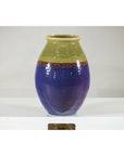 Artisan Purple and Olive Green Glazed Ceramic Ovoid Vase with Drip Detail-4. Asian & Chinese Furniture, Art, Antiques, Vintage Home Décor for sale at FEA Home