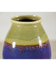 Artisan Purple and Olive Green Glazed Ceramic Ovoid Vase with Drip Detail-5. Asian & Chinese Furniture, Art, Antiques, Vintage Home Décor for sale at FEA Home