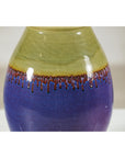 Artisan Purple and Olive Green Glazed Ceramic Ovoid Vase with Drip Detail-6. Asian & Chinese Furniture, Art, Antiques, Vintage Home Décor for sale at FEA Home