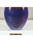 Artisan Purple and Olive Green Glazed Ceramic Ovoid Vase with Drip Detail-7. Asian & Chinese Furniture, Art, Antiques, Vintage Home Décor for sale at FEA Home