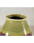 Artisan Purple and Olive Green Glazed Ceramic Ovoid Vase with Drip Detail-8. Asian & Chinese Furniture, Art, Antiques, Vintage Home Décor for sale at FEA Home