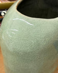 Asymmetrical Celadon Ceramic Vase with Crackle Glaze - FEA Home