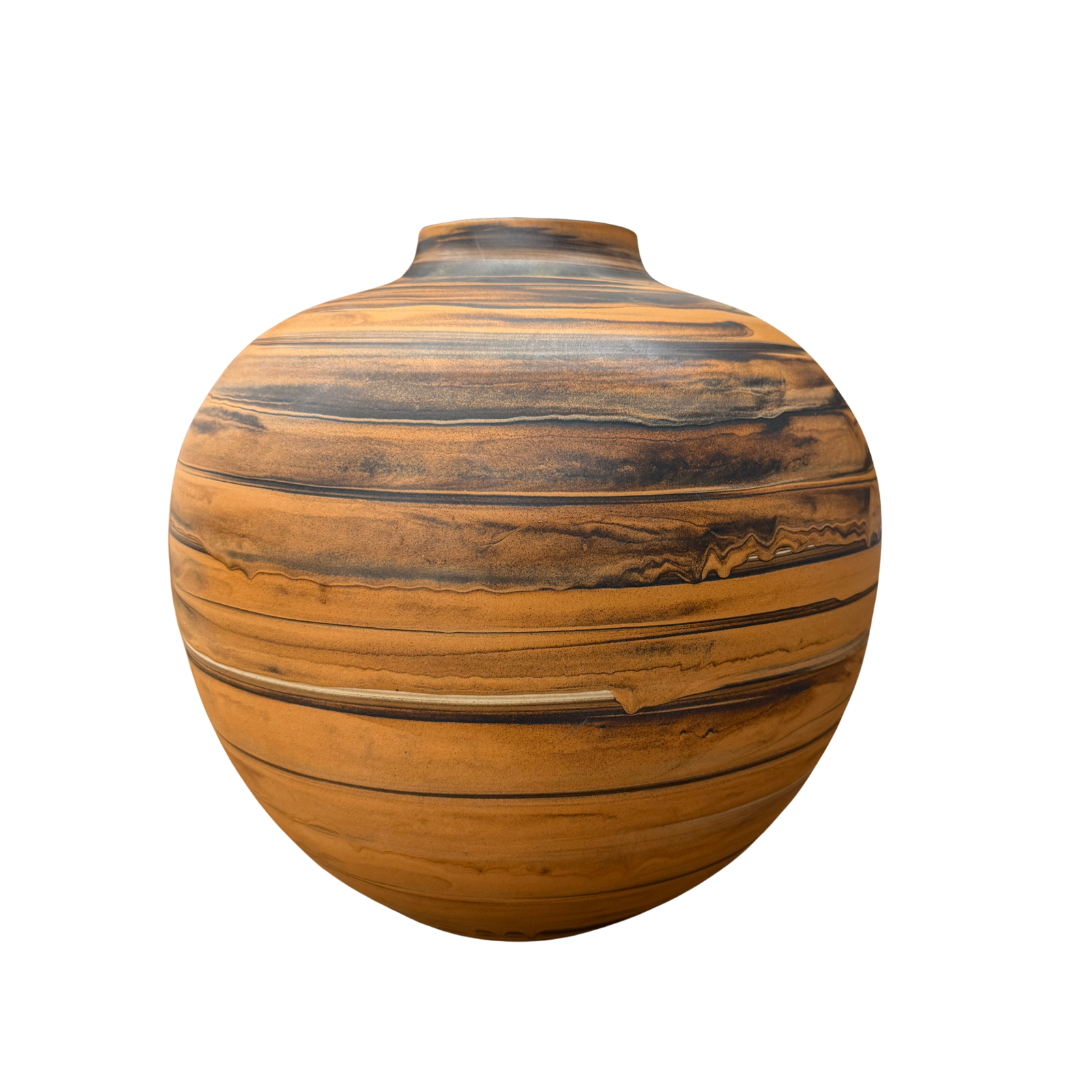 Black and Orange Canyon Drift Round Prem Vase - FEA Home