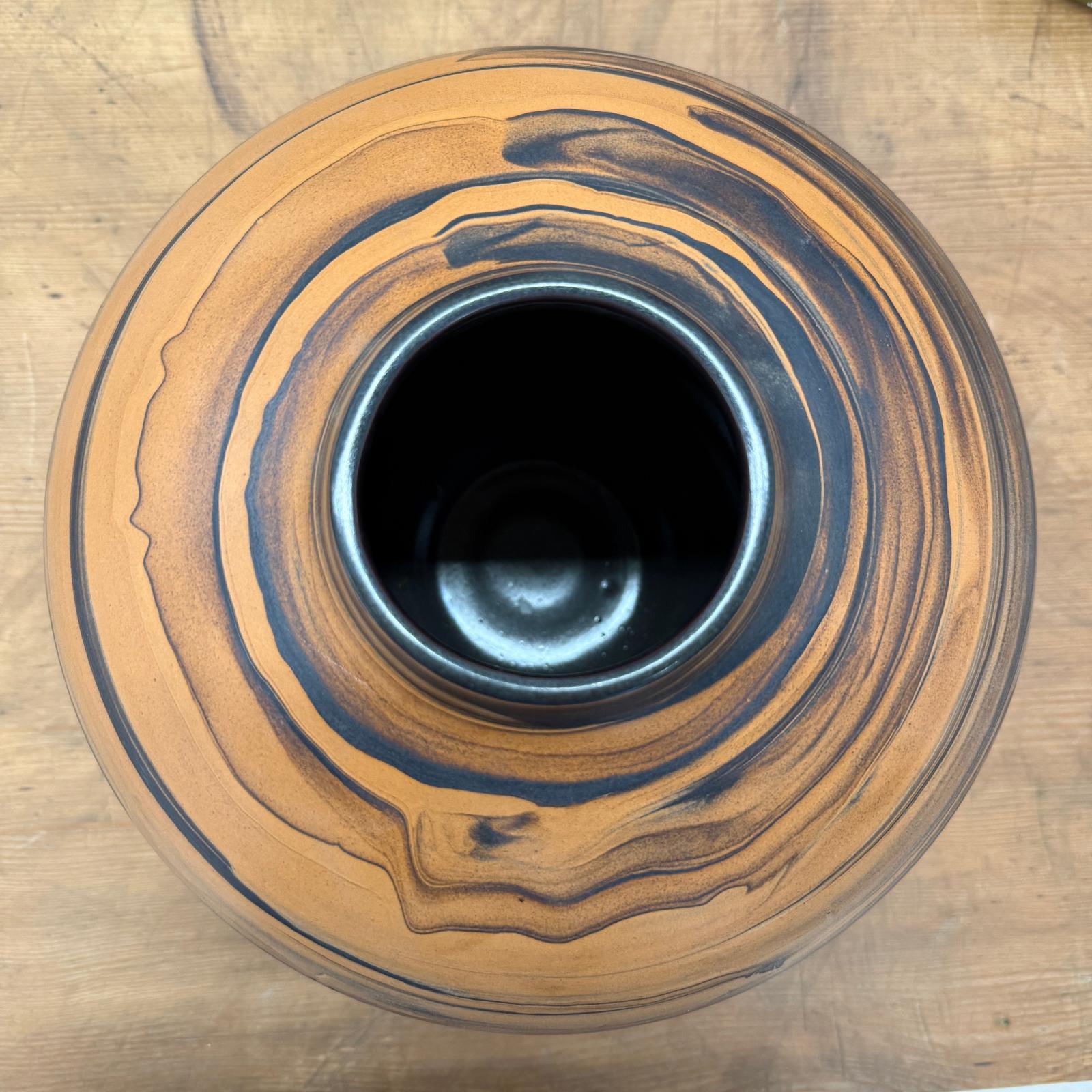 Black and Orange Canyon Drift Round Prem Vase - FEA Home