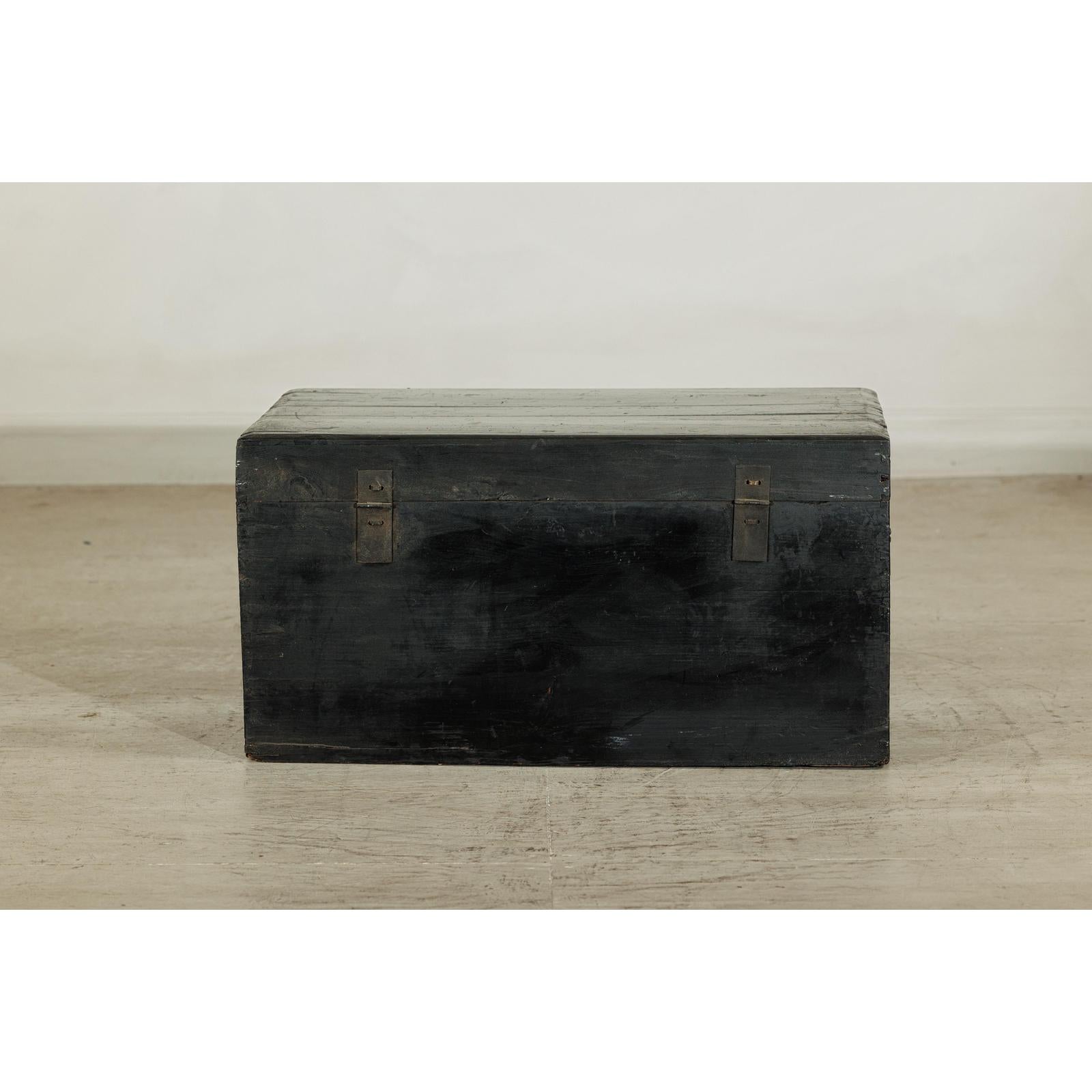 Black Blanket Chest with Hand-Painted Figural Scenes - image 11