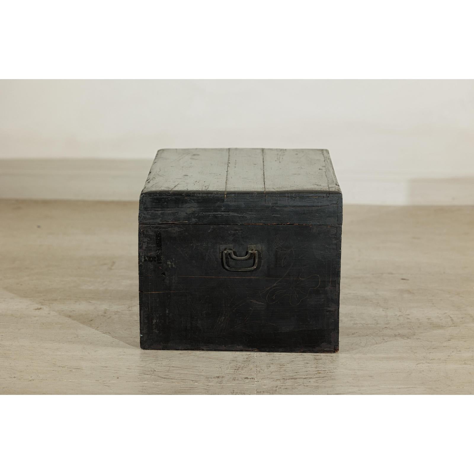 Black Blanket Chest with Hand-Painted Figural Scenes - image 12
