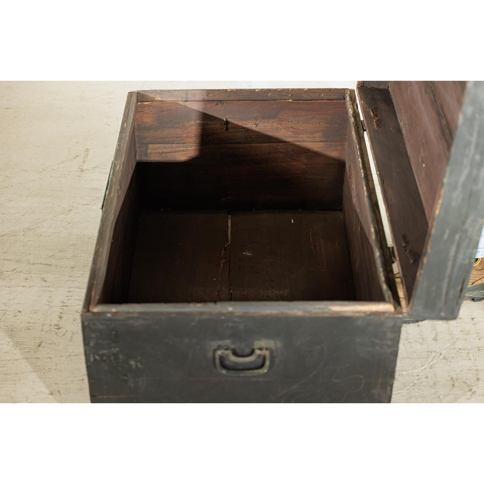 Black Blanket Chest with Hand-Painted Figural Scenes - image 13