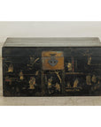 Black Blanket Chest with Hand-Painted Figural Scenes - image 14