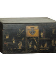 Black Blanket Chest with Hand-Painted Figural Scenes - image 1