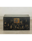 Black Blanket Chest with Hand-Painted Figural Scenes - image 4