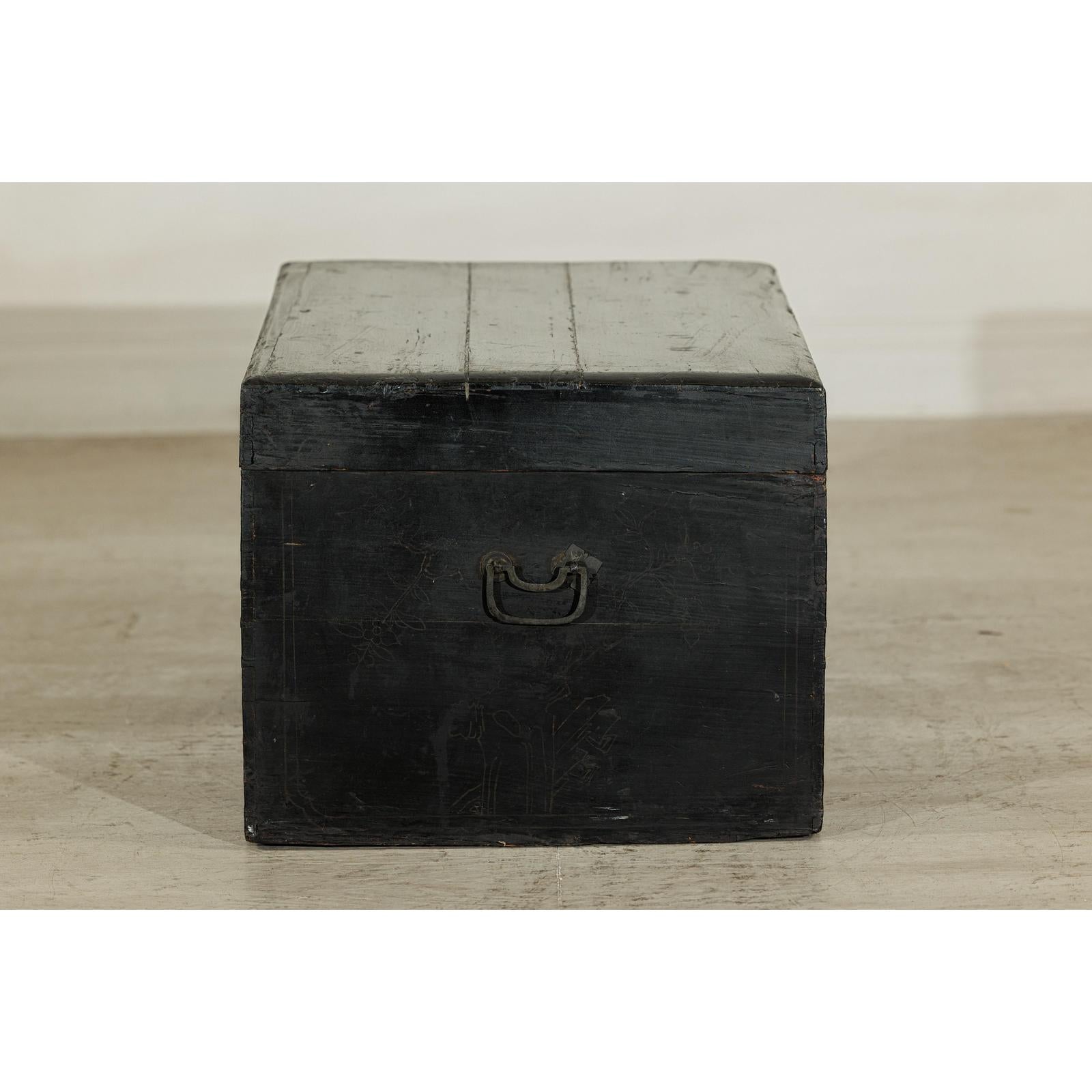 Black Blanket Chest with Hand-Painted Figural Scenes - image 9