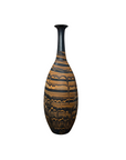 Black & Canyon Brown Ceramic Drip Vase with Fluted Neck - FEA Home