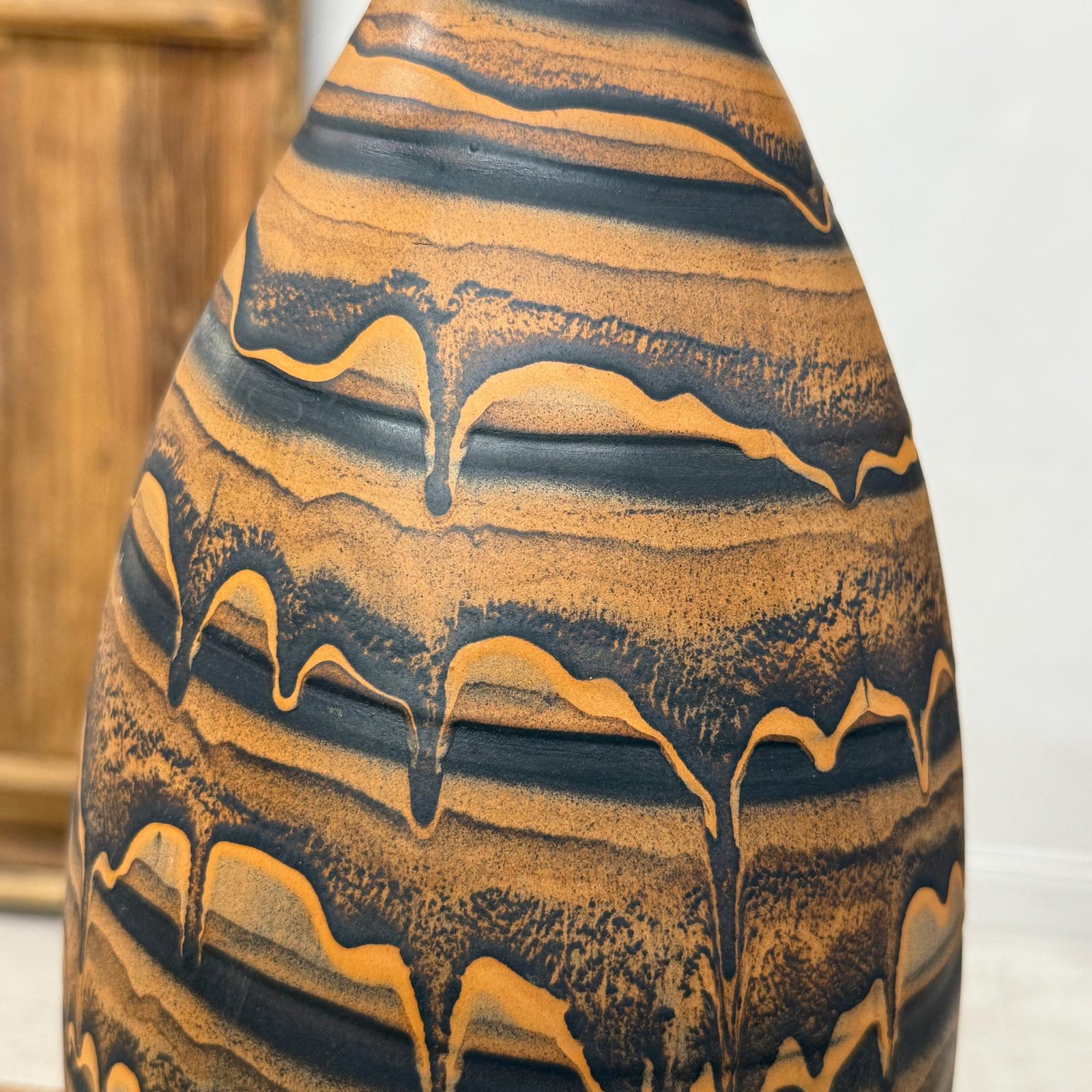 Black &amp; Canyon Brown Ceramic Drip Vase with Fluted Neck - FEA Home