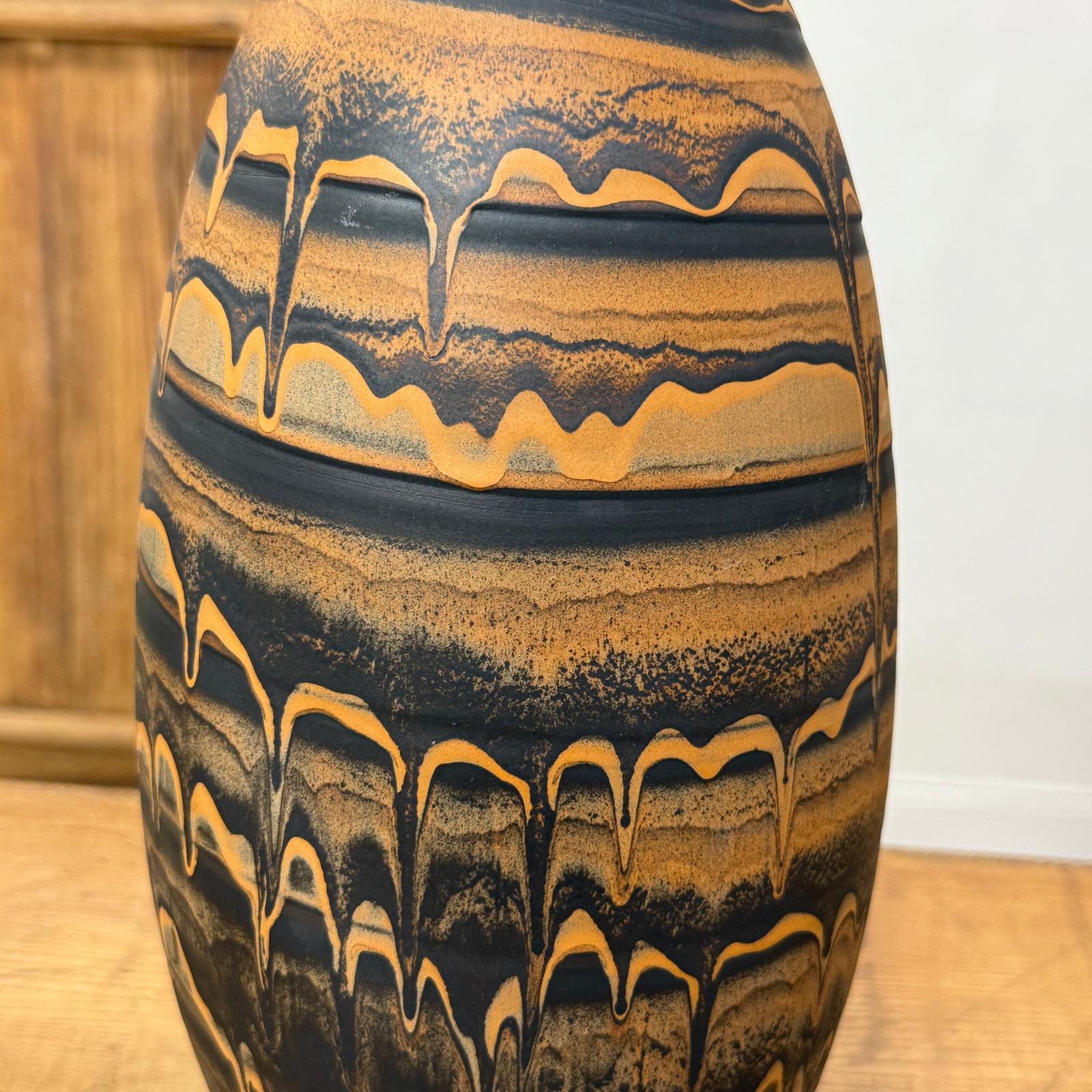 Black &amp; Canyon Brown Ceramic Drip Vase with Fluted Neck - FEA Home
