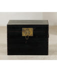 Black Lacquered Trunk with Brass Hardware and Side Handles-2. Asian & Chinese Furniture, Art, Antiques, Vintage Home Décor for sale at FEA Home