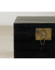 Black Lacquered Trunk with Brass Hardware and Side Handles-5. Asian & Chinese Furniture, Art, Antiques, Vintage Home Décor for sale at FEA Home