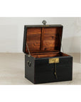 Black Lacquered Trunk with Brass Hardware and Side Handles-8. Asian & Chinese Furniture, Art, Antiques, Vintage Home Décor for sale at FEA Home
