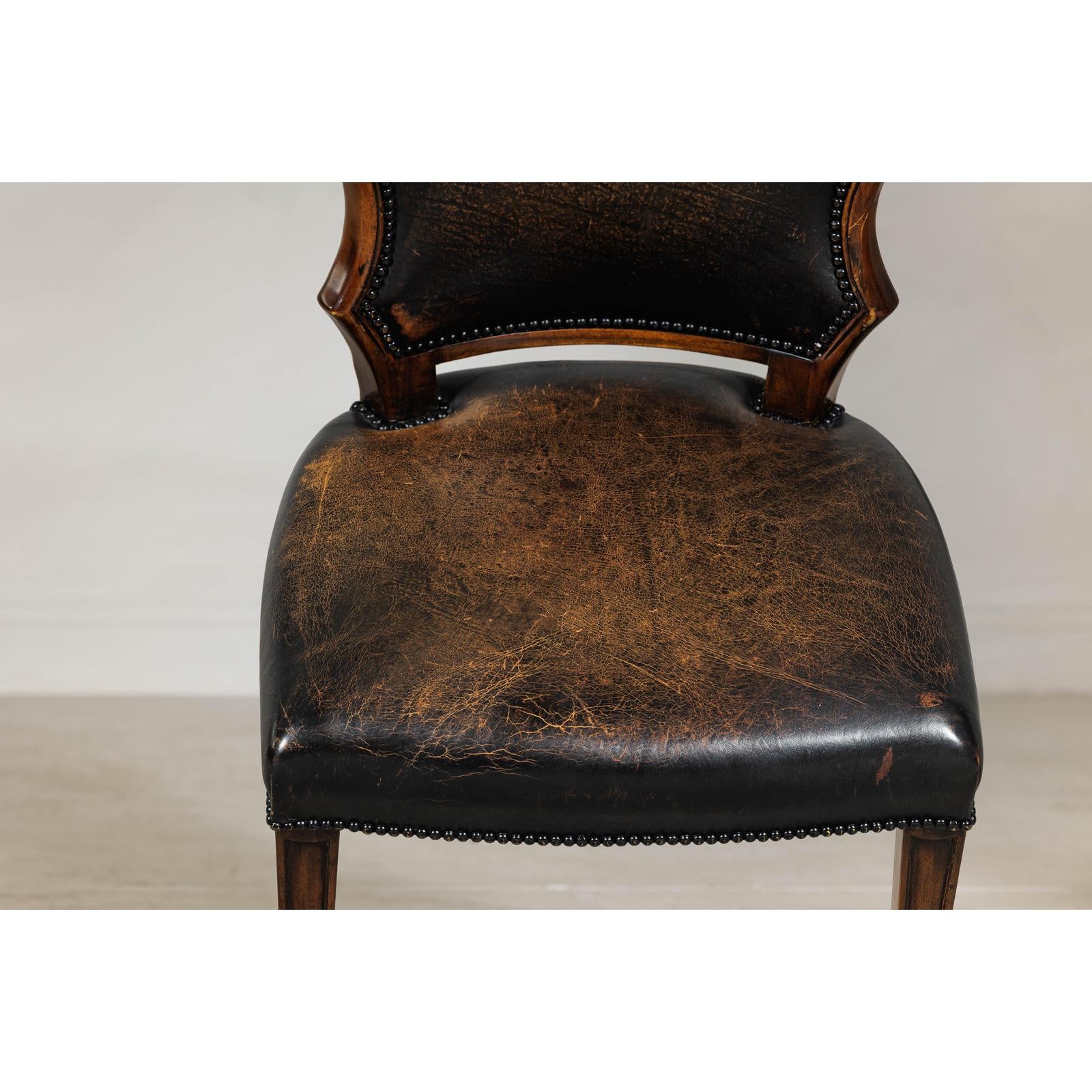 Black Leather Desk Chair with Carved Frame and Nailhead Trim-12. Asian &amp; Chinese Furniture, Art, Antiques, Vintage Home Décor for sale at FEA Home