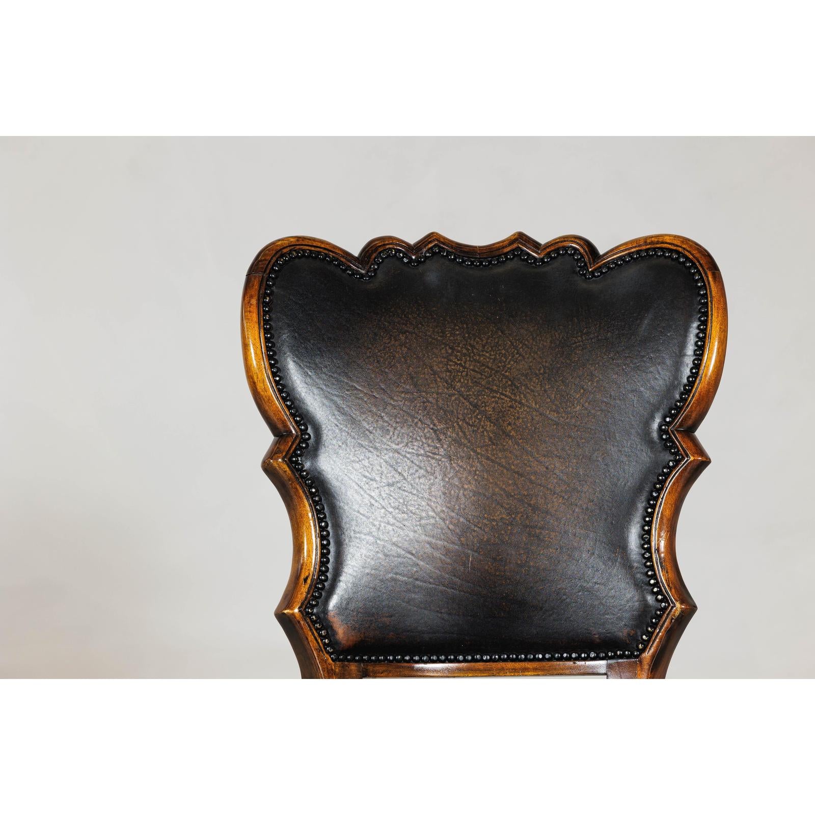 Black Leather Desk Chair with Carved Frame and Nailhead Trim-4. Asian &amp; Chinese Furniture, Art, Antiques, Vintage Home Décor for sale at FEA Home
