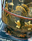 Black & Red Stacked Handpainted Wooden Basket with Handle - FEA Home