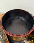 Black & Red Stacked Handpainted Wooden Basket with Handle - FEA Home