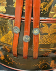 Black & Red Stacked Handpainted Wooden Basket with Handle - FEA Home
