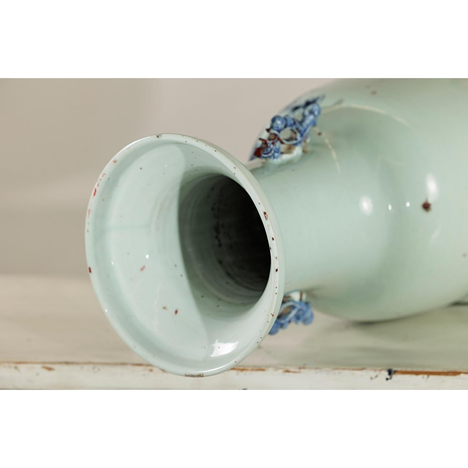 Blue and White Altar Vase with Dragon and Phoenix Design-15. Asian &amp; Chinese Furniture, Art, Antiques, Vintage Home Décor for sale at FEA Home