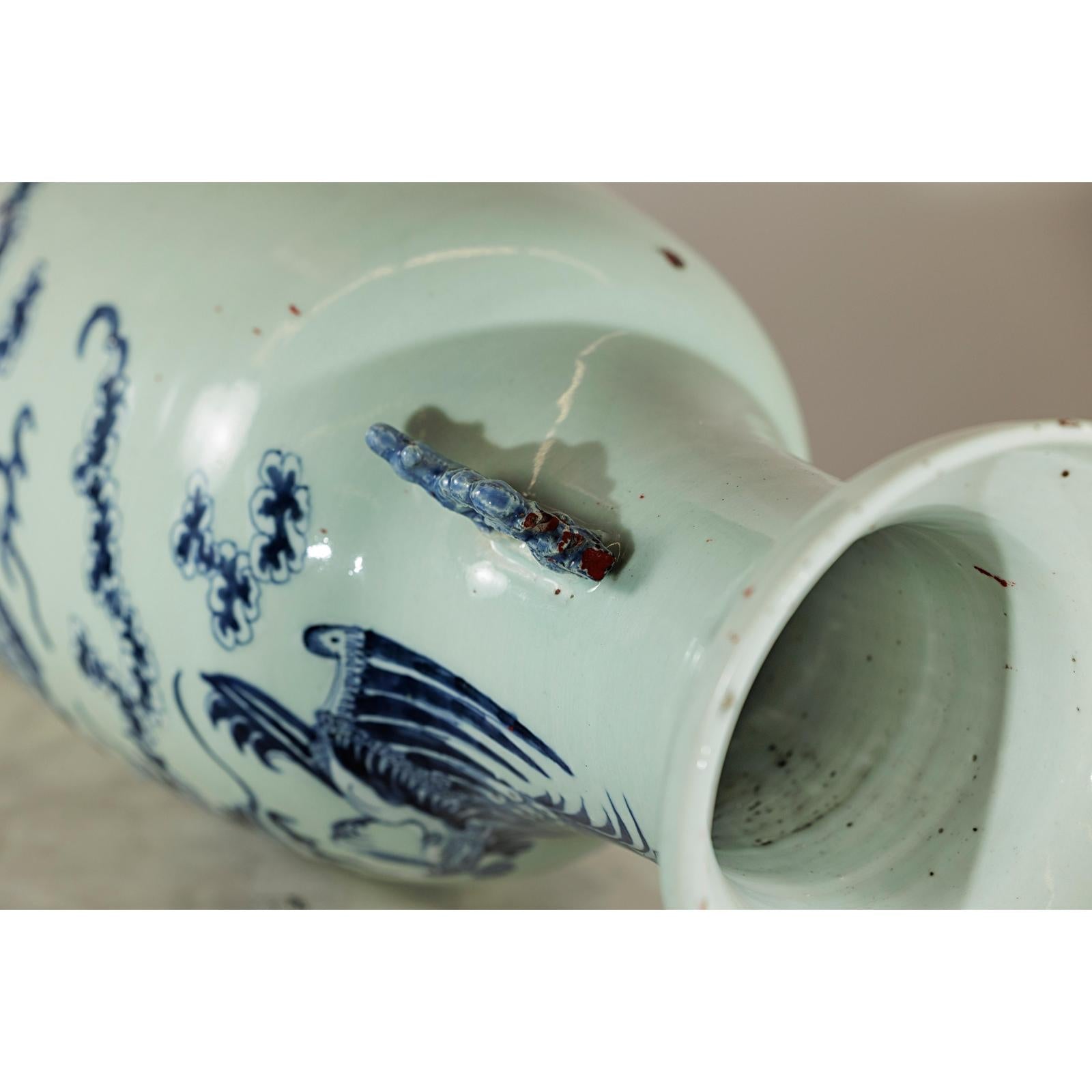 Blue and White Altar Vase with Dragon and Phoenix Design-16. Asian &amp; Chinese Furniture, Art, Antiques, Vintage Home Décor for sale at FEA Home