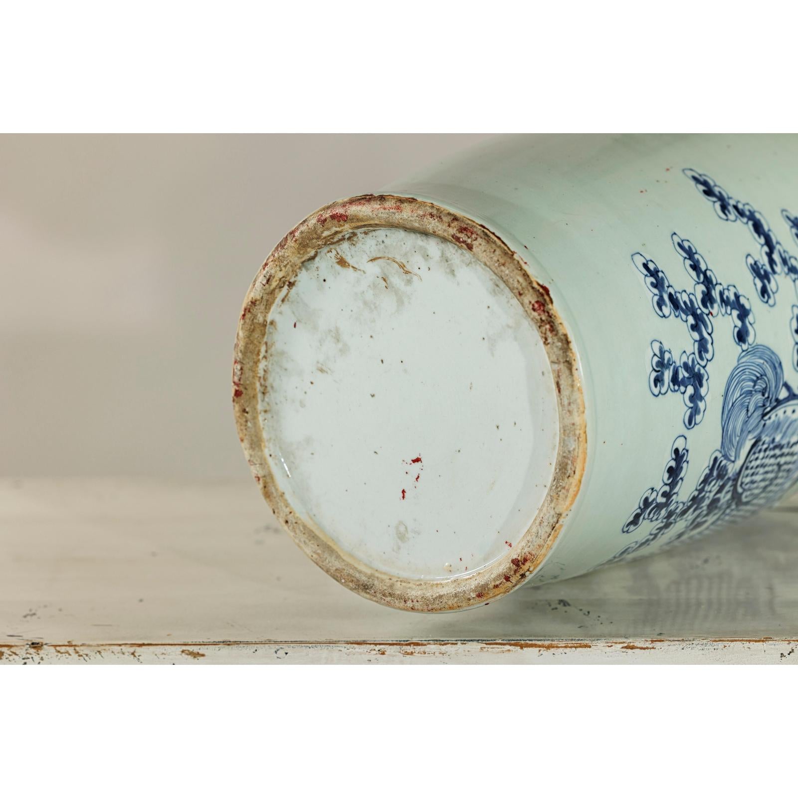 Blue and White Altar Vase with Dragon and Phoenix Design-17. Asian &amp; Chinese Furniture, Art, Antiques, Vintage Home Décor for sale at FEA Home