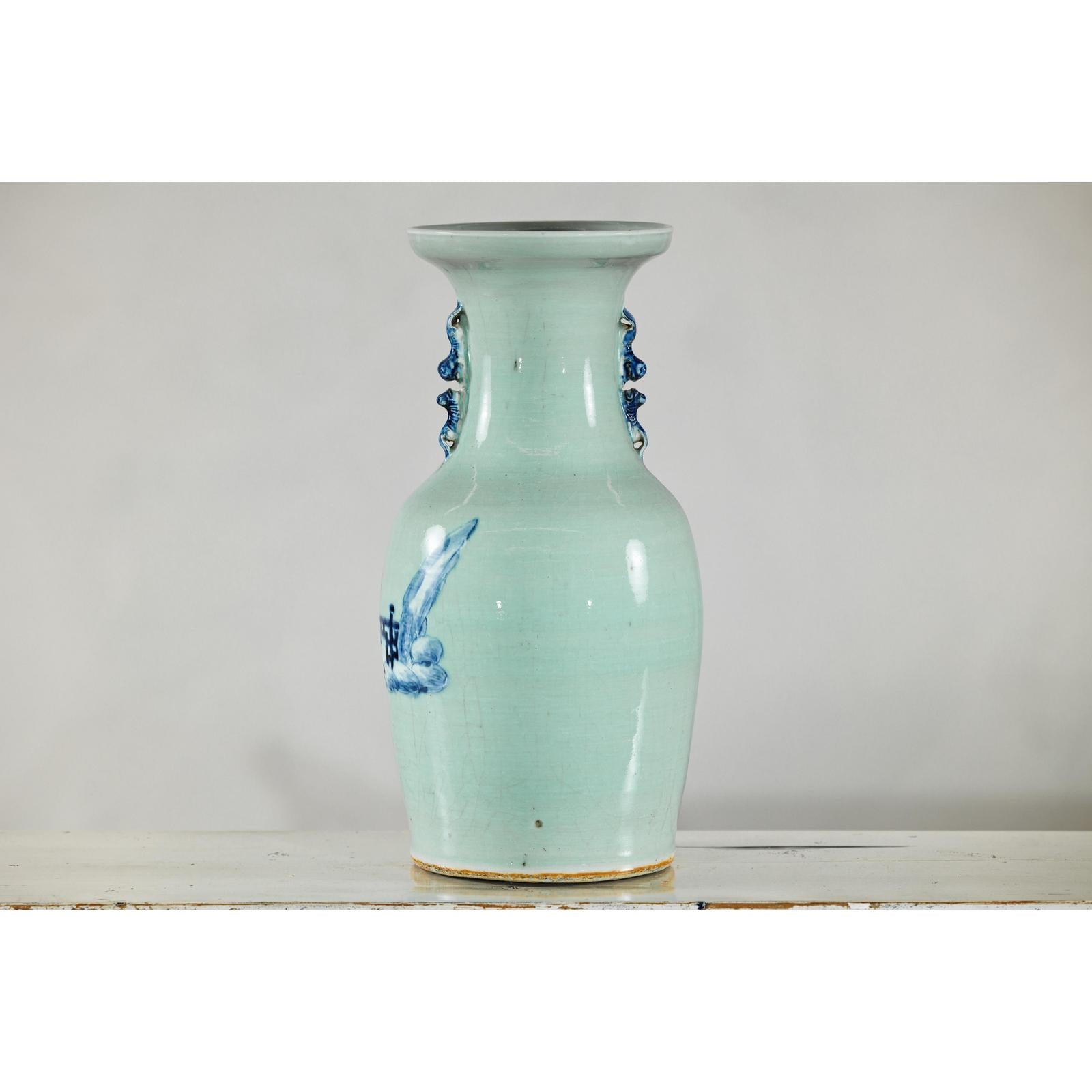 Blue and White Altar Vase with Immortal Figures and Celadon Tint-14. Asian &amp; Chinese Furniture, Art, Antiques, Vintage Home Décor for sale at FEA Home