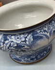 Blue and White Ceramic Bowl with Rounded Bloom Form - FEA Home