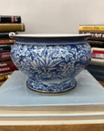 Blue and White Ceramic Bowl with Rounded Bloom Form - FEA Home