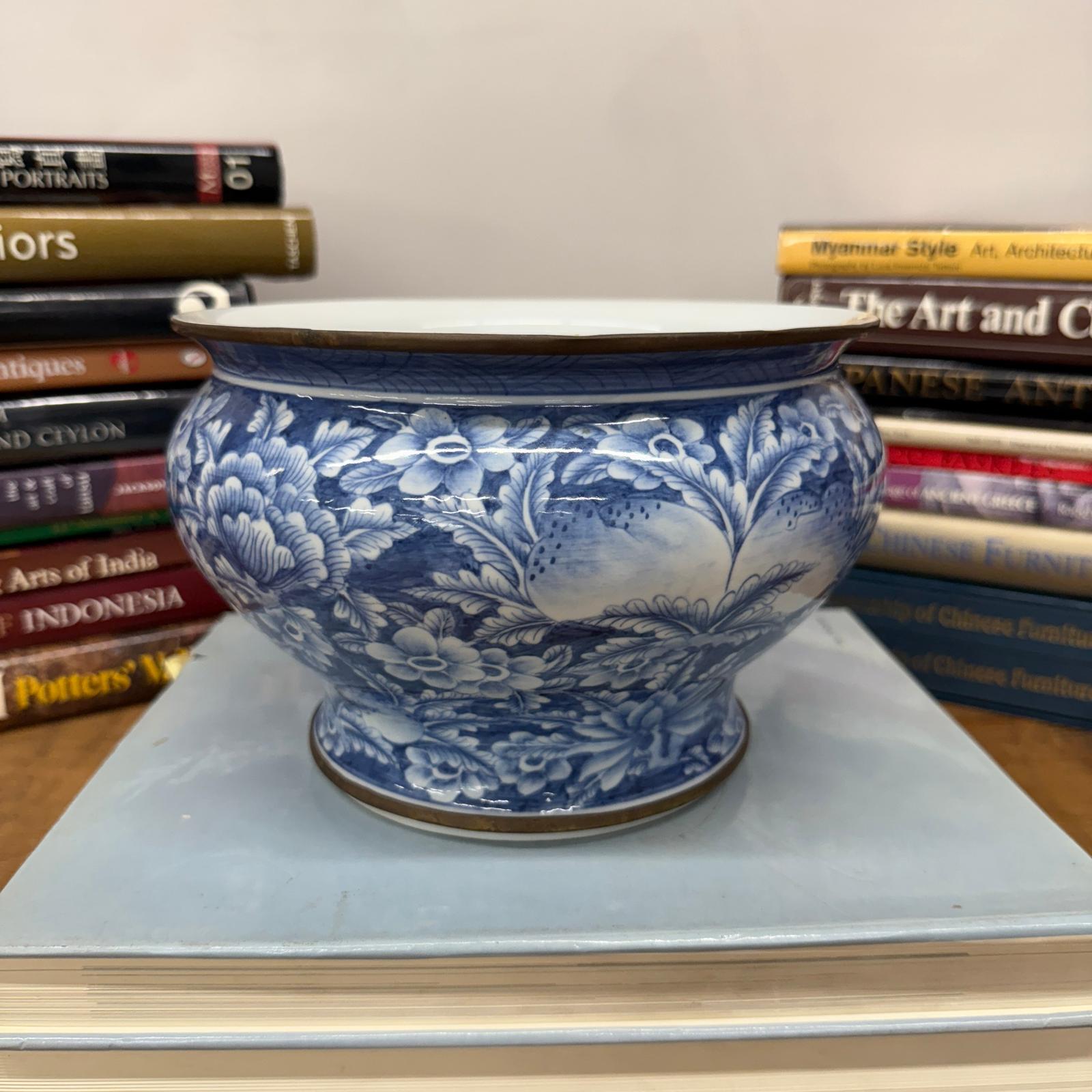Blue and White Ceramic Bowl with Rounded Bloom Form - FEA Home