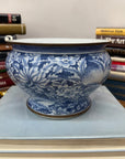 Blue and White Ceramic Bowl with Rounded Bloom Form - FEA Home