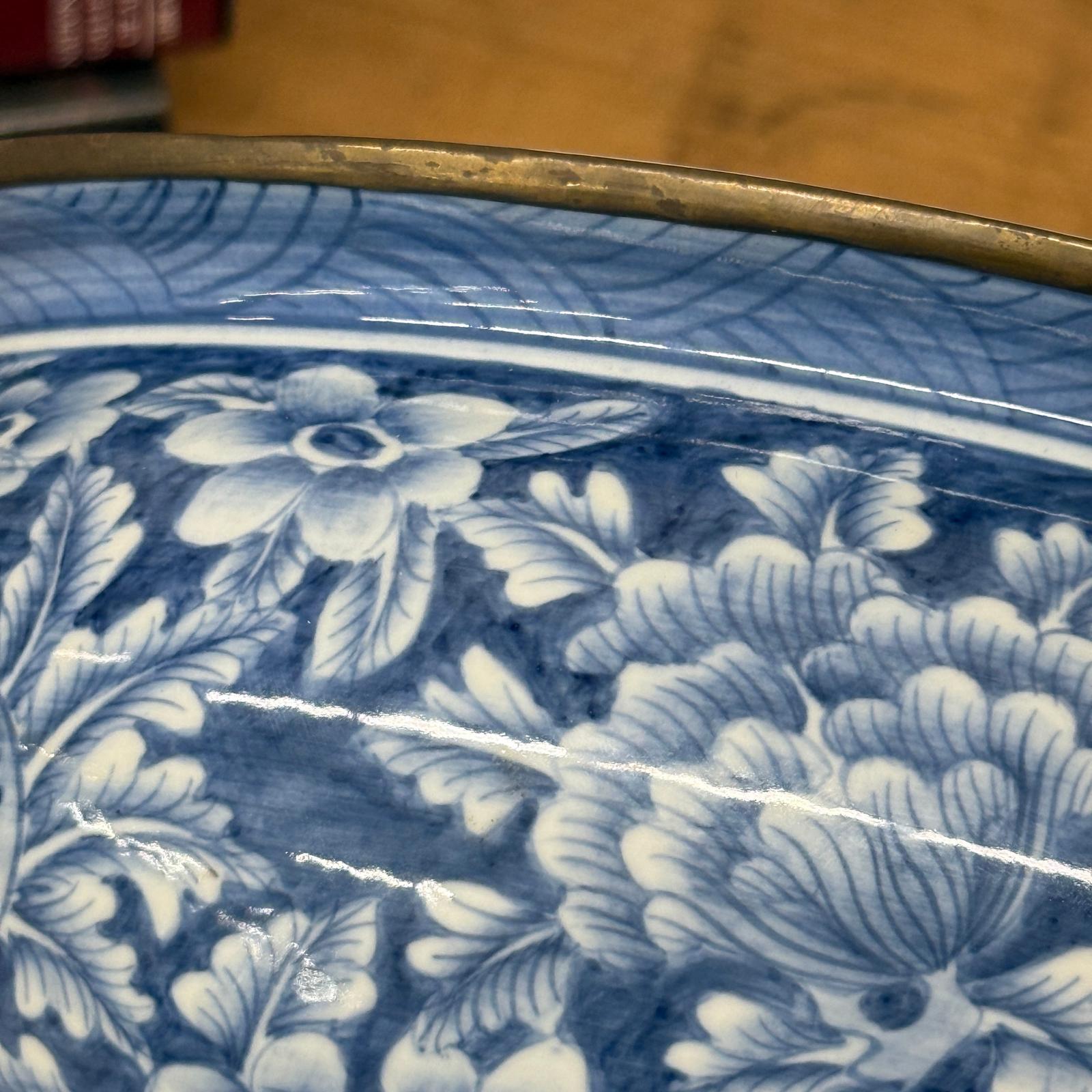 Blue and White Ceramic Bowl with Rounded Bloom Form - FEA Home