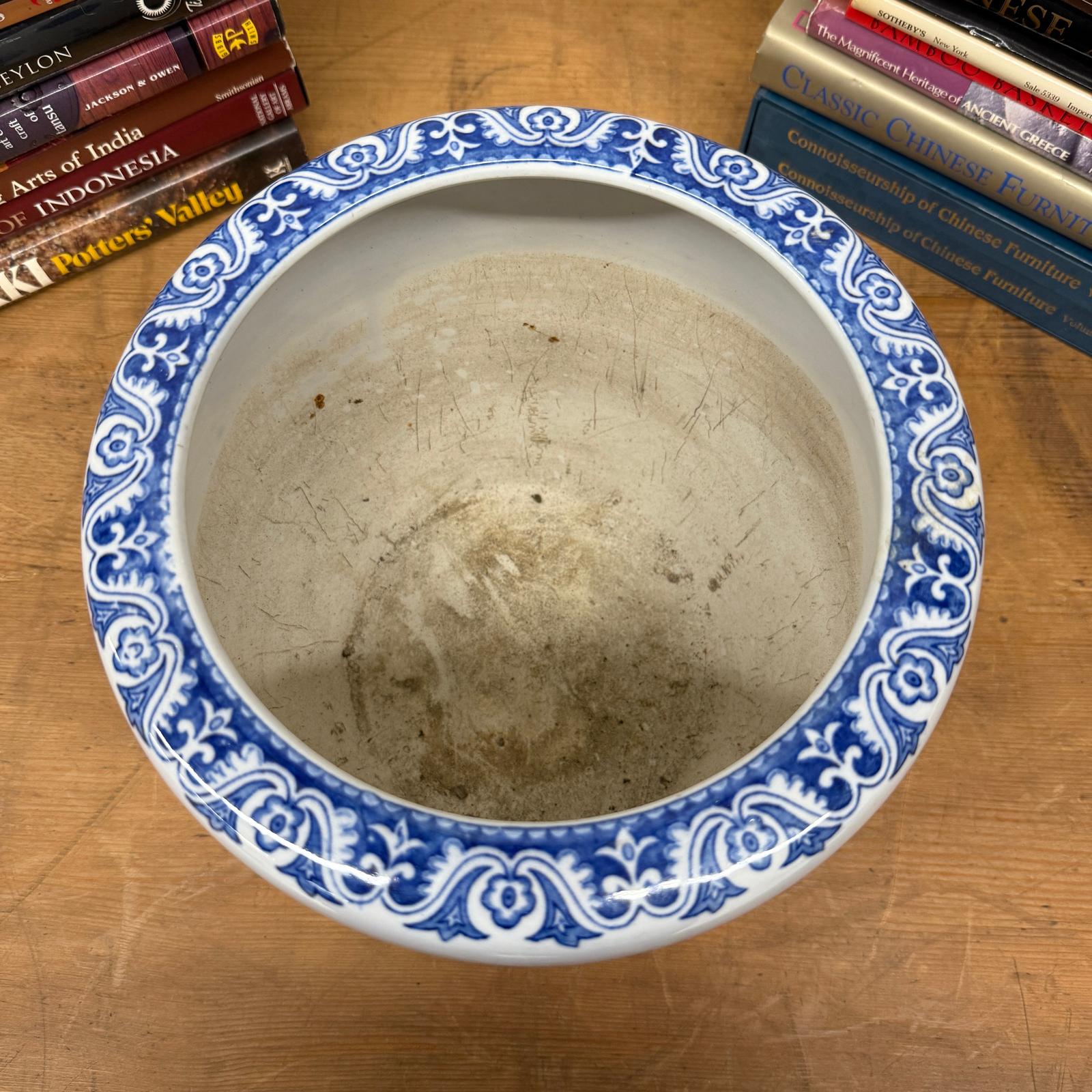 Blue and White Ceramic Planter with Landscape Artwork, SKU , image 10