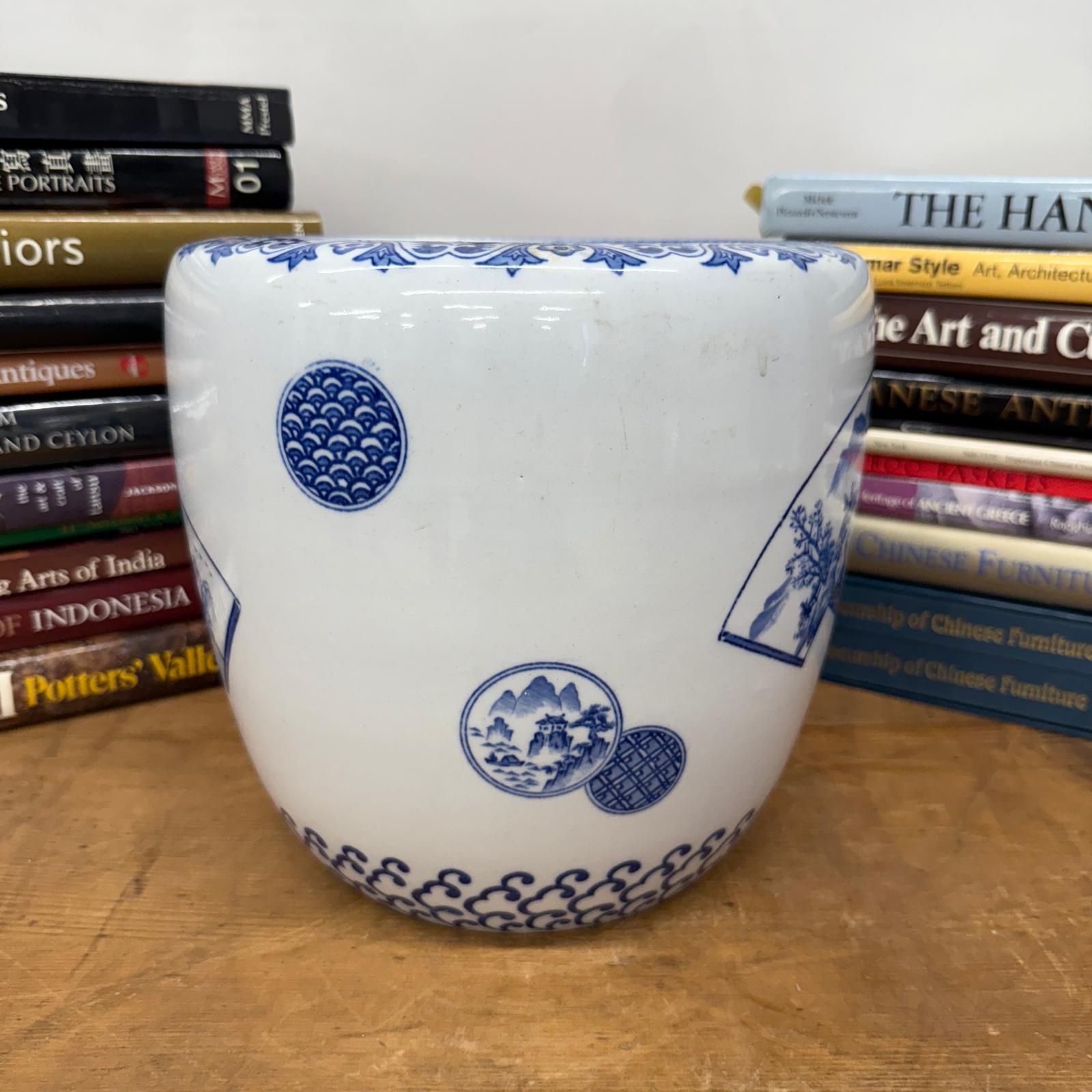 Blue and White Ceramic Planter with Landscape Artwork, SKU , image 5