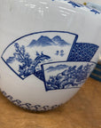 Blue and White Ceramic Planter with Landscape Artwork, SKU , image 6