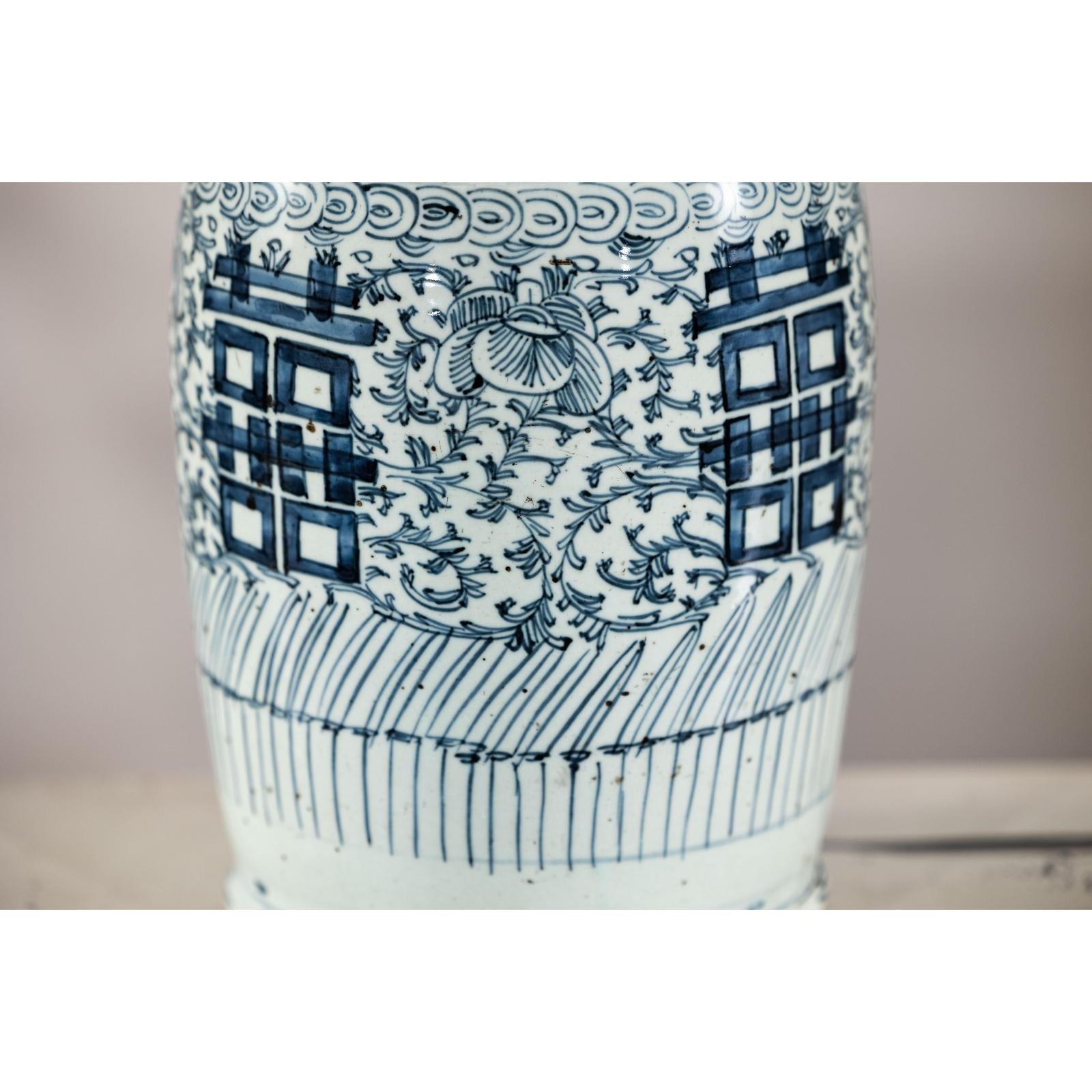 Blue and White Porcelain Altar Vase with Double Happiness Motif-10. Asian &amp; Chinese Furniture, Art, Antiques, Vintage Home Décor for sale at FEA Home