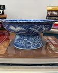 Blue and White Scalloped Ceramic Pedestal Display Dish - FEA Home