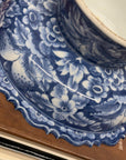 Blue and White Scalloped Ceramic Pedestal Display Dish - FEA Home