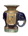 Blue Ceramic Elephant Pedestal Stand - FEA Home