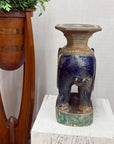 Blue Ceramic Elephant Pedestal Stand - FEA Home