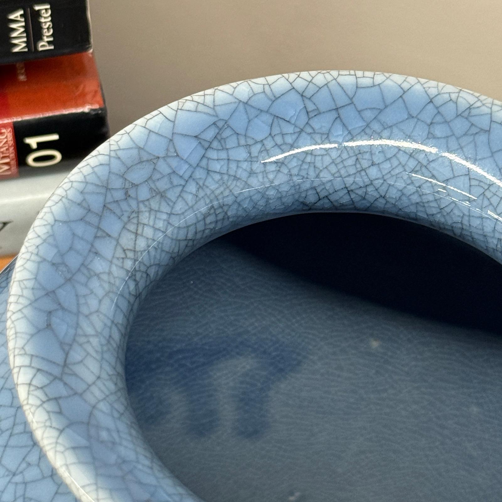 Blue Crackle Ceramic Glazed Vase with Round Belly, SKU , image 4