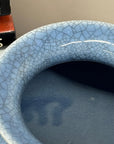 Blue Crackle Ceramic Glazed Vase with Round Belly, SKU , image 4