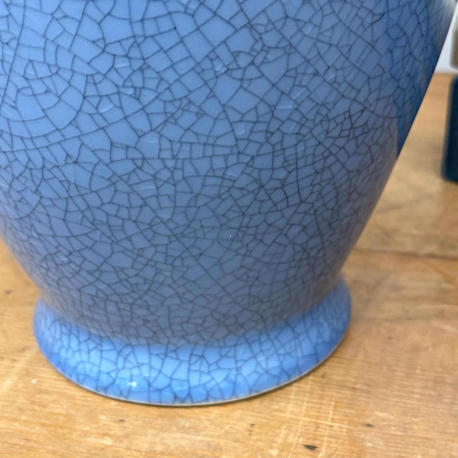Blue Crackle Ceramic Glazed Vase with Round Belly, SKU , image 7