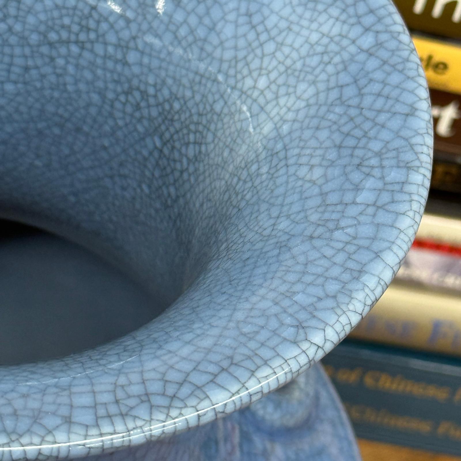 Blue Crackle Glazed Ceramic Vase with Foo Dog Handles, SKU , image 10