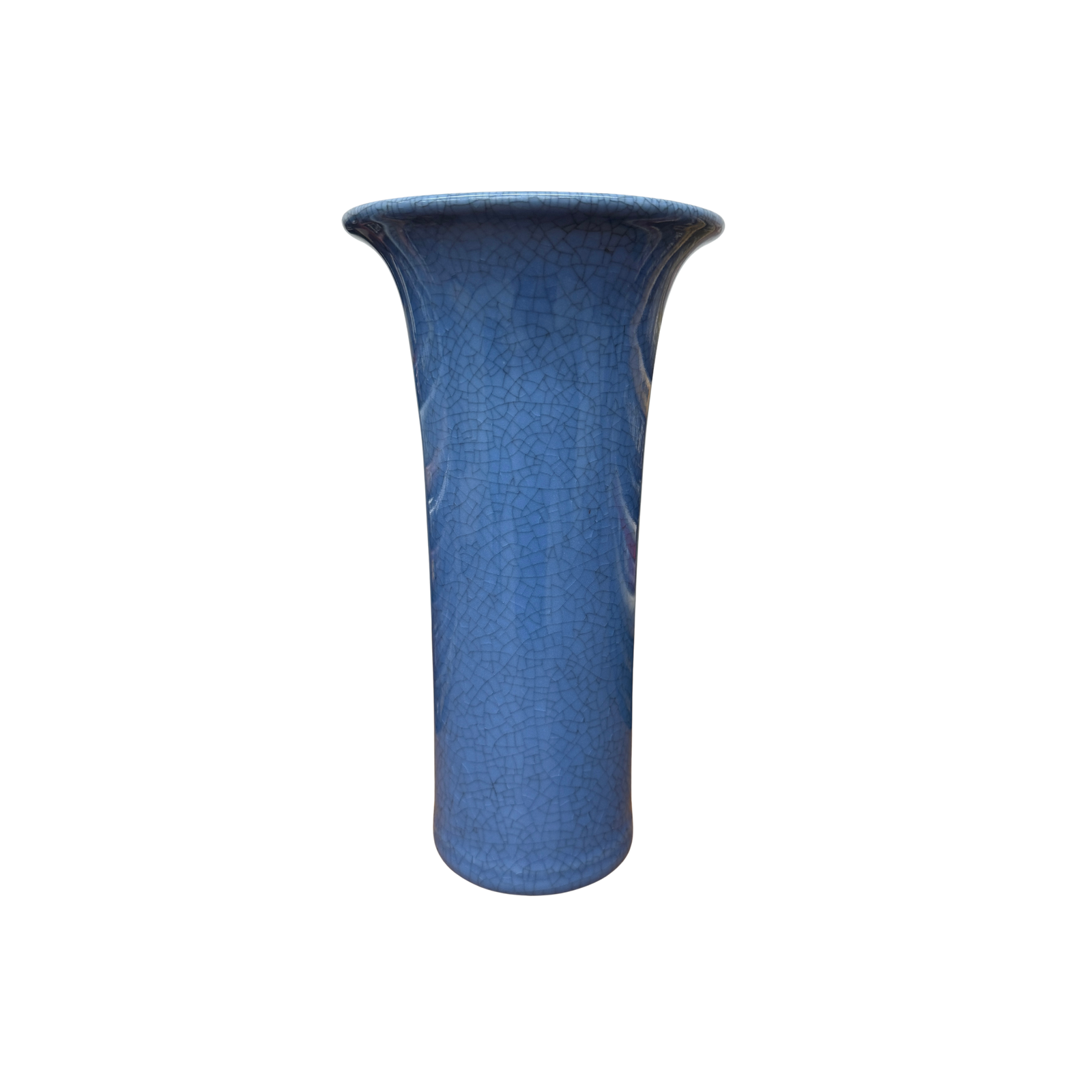 Blue Crackle Glazed Ceramic Vase with Tall Flared Form, SKU , image 1