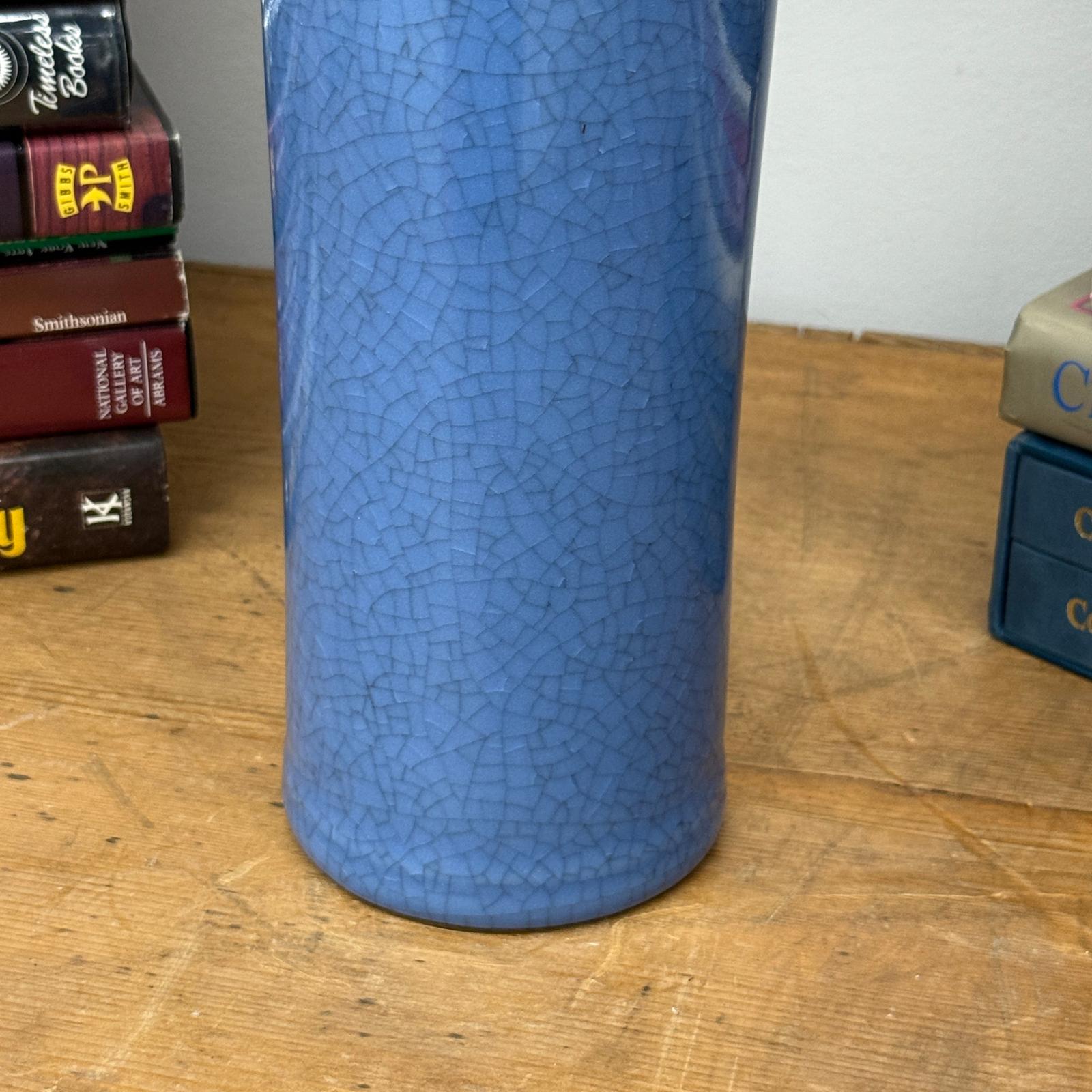 Blue Crackle Glazed Ceramic Vase with Tall Flared Form, SKU , image 3